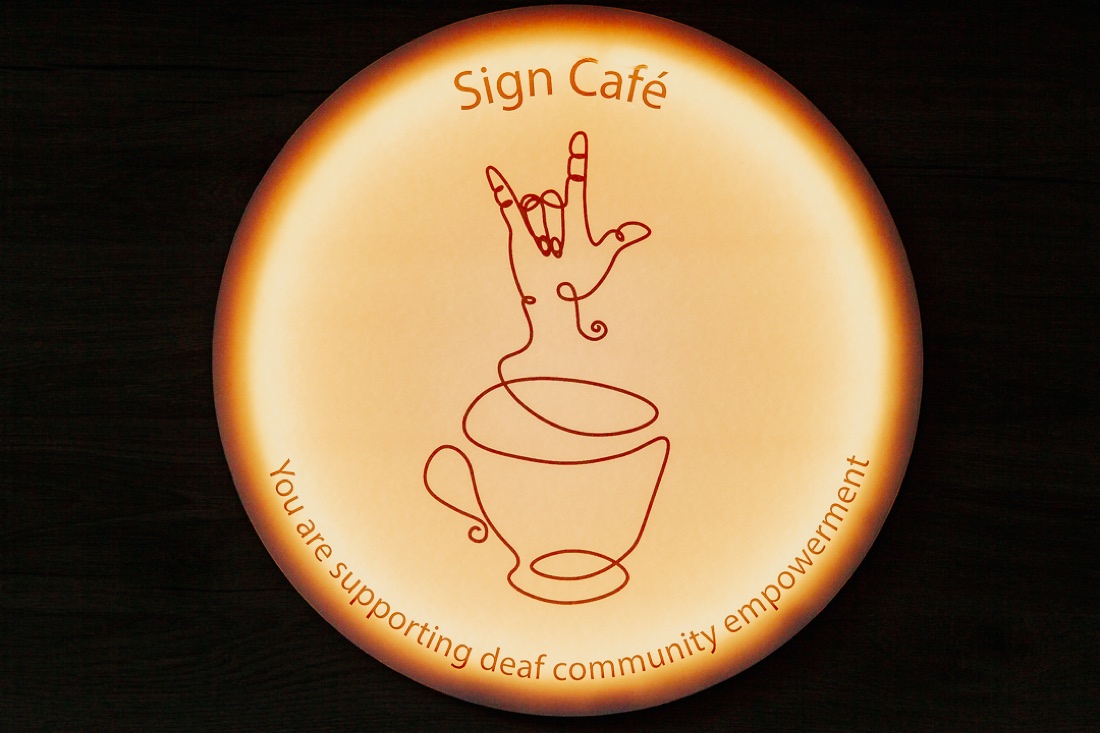 Latte art at the Sign Café