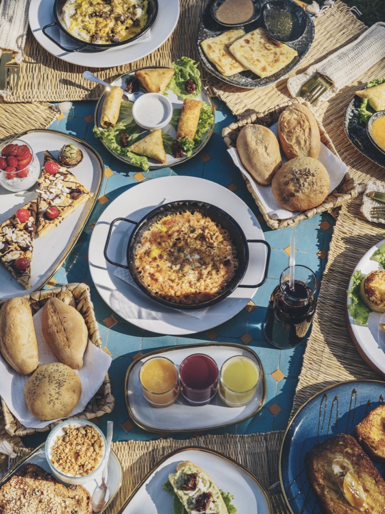 An Amal Targa garden brunch spread